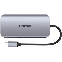 Unitek d1122a01 aktywny hub usb-c 5gbps, 2x hdmi 4k, czytnik kart, rj-45, pd 100w