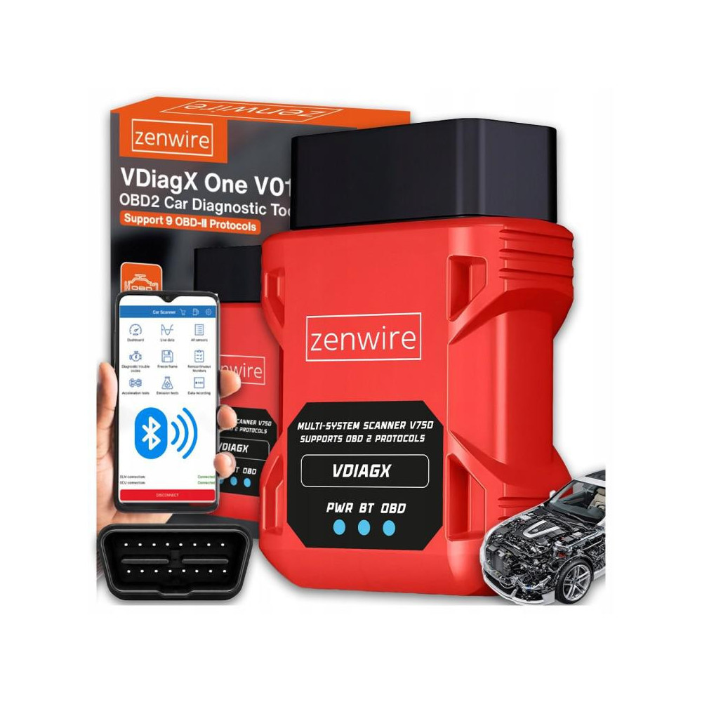 Interfejs tester skaner diagnostyczny obd2 elm327 vdiagx v016 zenwire