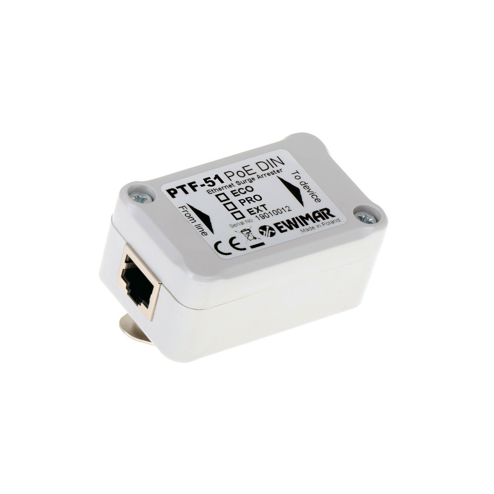 Zabezpieczenie Lan Serii Pro Na Szynę Din Ewimar Ptf-51-Pro/Poe/Din