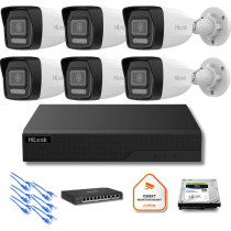 Zestaw moinitoringu ip hilook 6x ipc-b180ha-lu tuba 8mp smart-hybrid light
