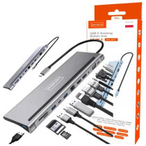 Hub adapter usb-c 12w1 stacja dokująca 2x hdmi 4k ethernet rj45 usb 3.0 byl-2211