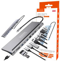 Hub adapter usb-c 12w1 stacja dokująca 2x hdmi 4k ethernet rj45 usb 3.0 byl-2211