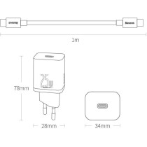 Ładowarka Sieciowa Baseus Super Si Quick Charger 1C Tzccsup-L01 25W 1X Usb-C Pd 3.0 Qc 3.0 + Kabel