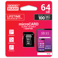 Karta Pamięci Microsd Goodram Uhs1 Cl10 64Gb + Adapter 100Mb