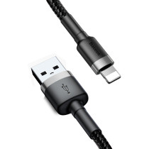 Kabel Usb-A -  Lightning / Iphone Baseus Cafule Calklf-Ag1 50Cm Apple 2.4A Czarno-Szary W Oplocie