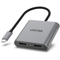 Unitek v1404a adapter usb-c na 2x port dp 1.4 8k 60hz