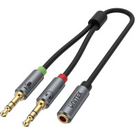 Adapter unitek y-c957abk minijack 3,5mm (f) - 2x 3,5mm (m)