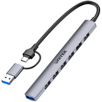 Unitek hub usb-a/c 7w1 z adapterem