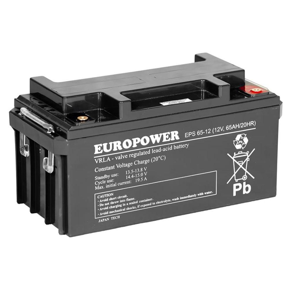 Akumulator Agm Europower Serii Eps 12V 65Ah (Żywotność 8-12 Lat)