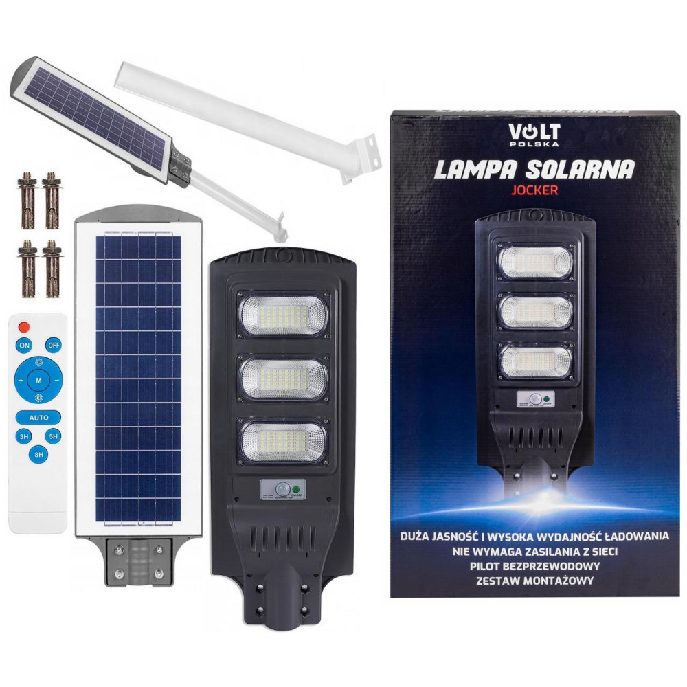 Lampa solarna volt polska jocker 120 + panel 12w + 12.000mah + pilot
