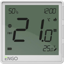 Engo controls eone-batw - regulator temperatury, bateryjny (li-ion), biały, internetowy, akumulatorowy, zigbee, natynkowy