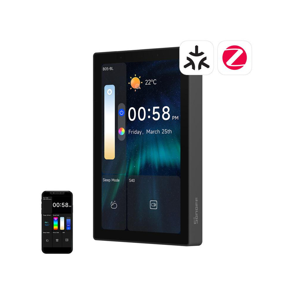 Panel sterowania wifi/bluetooth/zigbee matter sonoff nspanel pro 120 (czarny) nspanel120pb