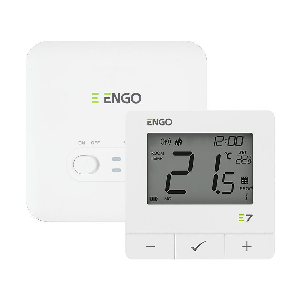 Engo controls e7-rfw - programowany, bezprzewodowy regulator temperatury, biały