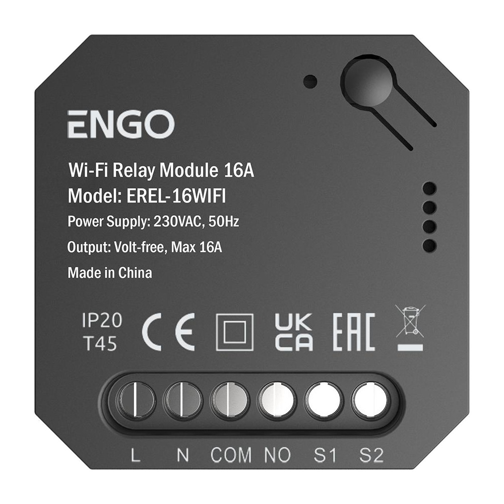 Engo controls erel-16wifi - smart relay  inteligentny przekaźnik wi-fi do systemu engo smart, 1x16a, no-com