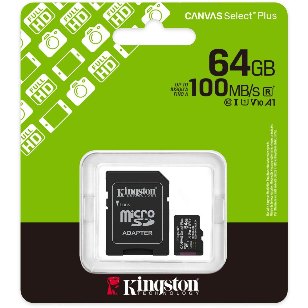Karta pamięci microsd 64gb kingston canvas select plus microsdxc c10 uhs-1 64gb