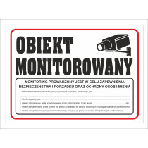 Tabliczka pcv obiekt monitorowany z rodo 35x25 cm