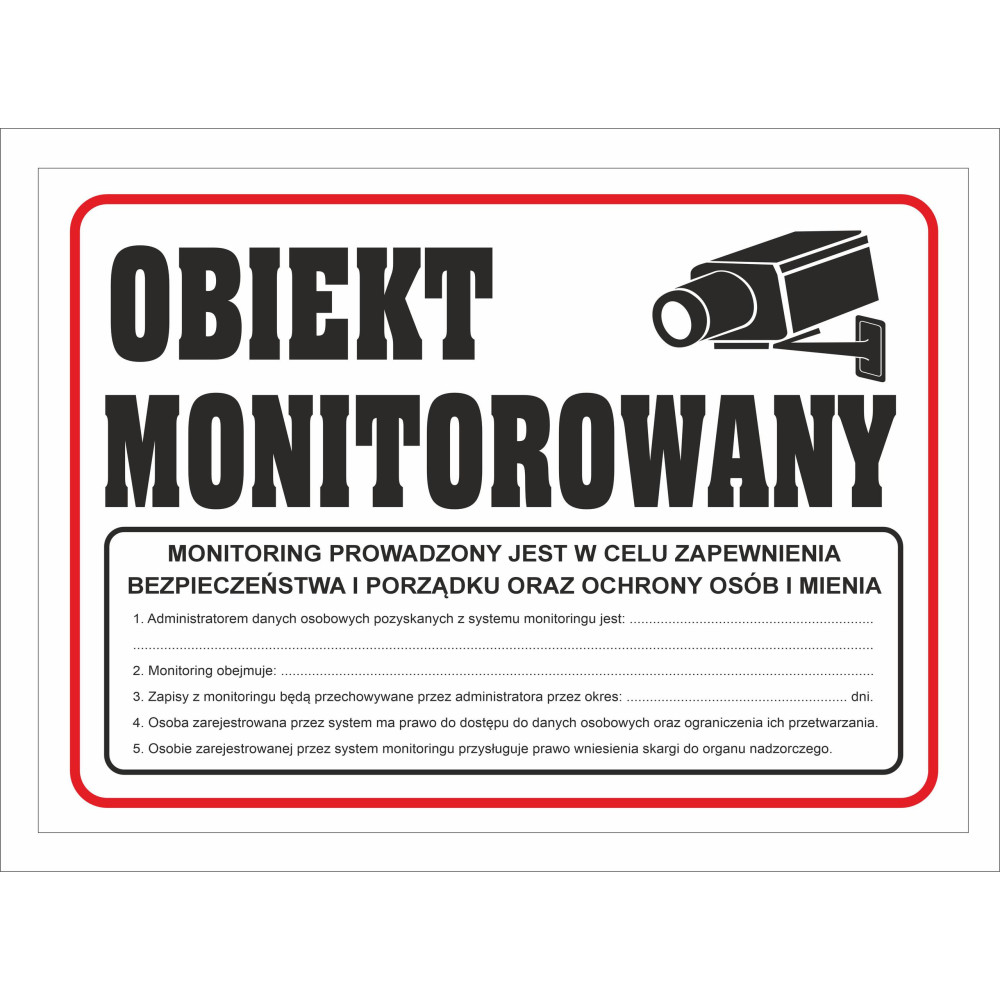 Tabliczka pcv obiekt monitorowany z rodo 35x25 cm