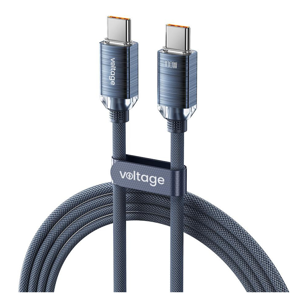 Kabel usb-c / usb-c voltage purecrystal 100w pd 200cm niebieski