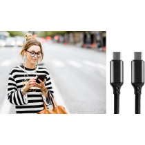 Kabel usb-c / usb-c everactive cbb-1pd5 100cm pd 100w 5a