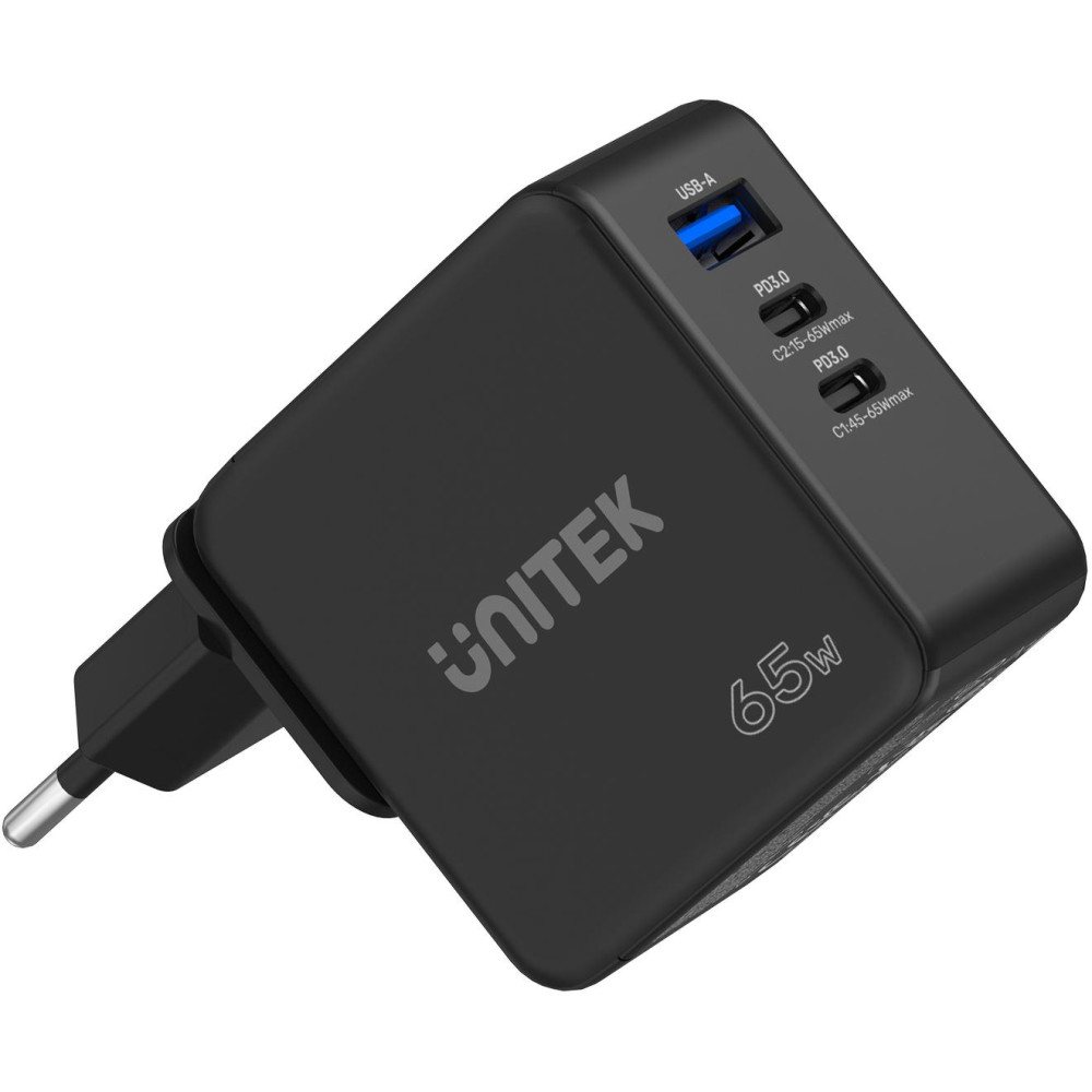 Ładowarka sieciowa unitek gan, pd 65w, podróżna, 3 porty