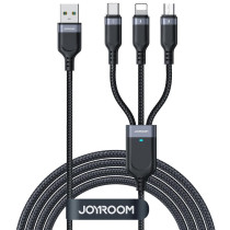 Kabel 3w1 usb-a / usb-c micro-usb lightning joyroom s-1t3018a18 30cm 3.5a w oplocie czarny