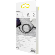 Kabel usb-a / lightning iphone baseus cafule calklf-ag1 50cm apple 2.4a czarno-szary w oplocie