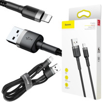 Kabel usb-a / lightning iphone baseus cafule calklf-ag1 50cm apple 2.4a czarno-szary w oplocie