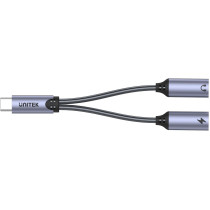 Unitek adapter usb-c na 2 x port usb-c audio i 18w