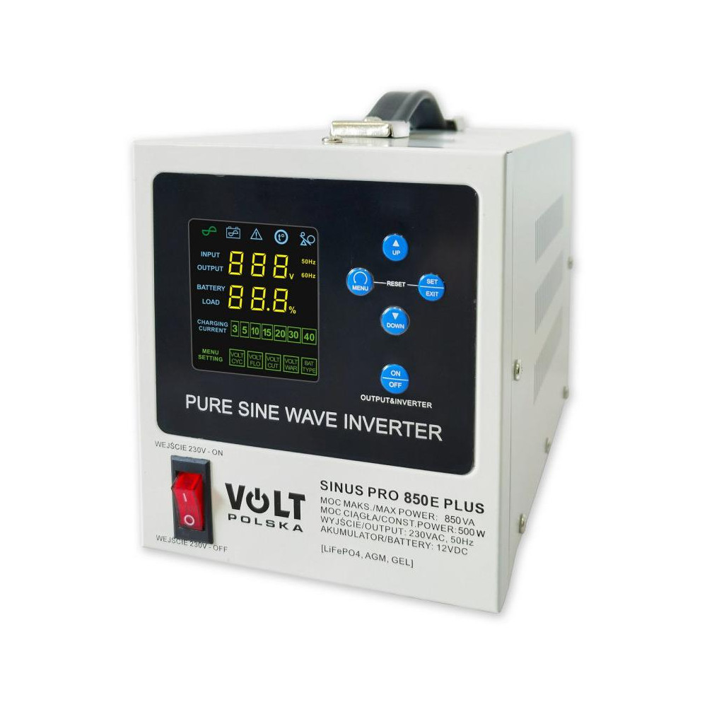 Przetwornica volt polska sinuspro 850e plus 2/230v (500/850w) [agm, gel, lifepo4]