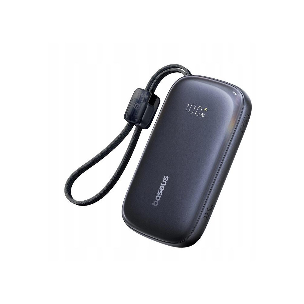 Powerbank baseus enerfill fc21 10000 mah 22,5 w usb-a usb-c czarny z odłączanym kablem lightning