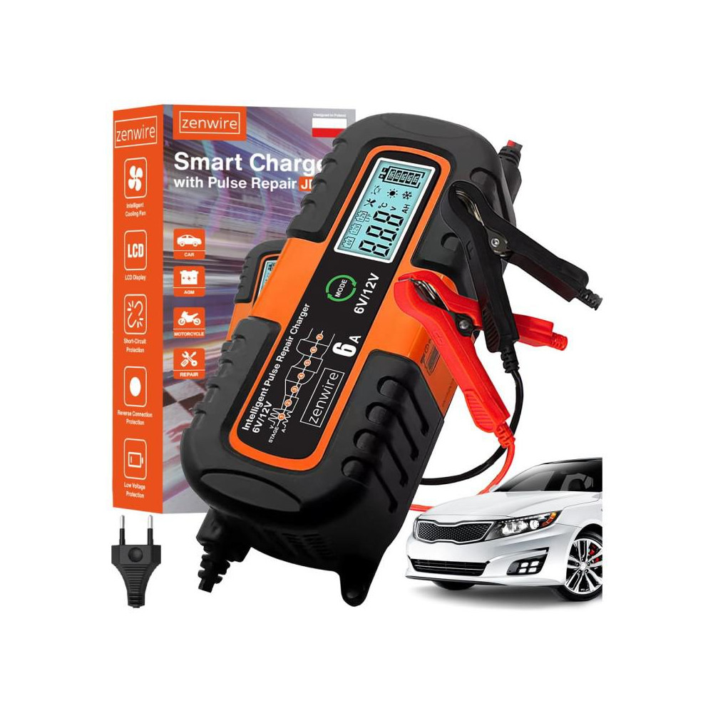 Ładowarka prostownik akumulatorowy samochodowy z funkcją naprawy agm 6v 12v zenwire jmd-6s