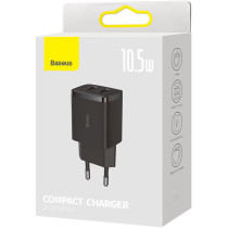 Ładowarka sieciowa baseus compact charger ccxj010201 10.5w 2x usb-a czarna