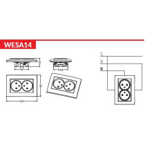 Gniazdo podwójne vcx wesa lc 14 biały