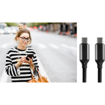 Kabel usb-c / usb-c everactive cbb-1pd5 100cm pd 100w 5a