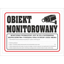 Tabliczka pcv obiekt monitorowany z rodo 35x25 cm