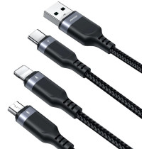 Kabel 3w1 usb-a / usb-c micro-usb lightning joyroom s-1t3018a18 30cm 3.5a w oplocie czarny