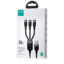 Kabel 3w1 usb-a / usb-c micro-usb lightning joyroom s-1t3018a18 30cm 3.5a w oplocie czarny
