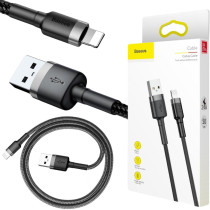 Kabel usb-a / lightning iphone baseus cafule calklf-ag1 50cm apple 2.4a czarno-szary w oplocie
