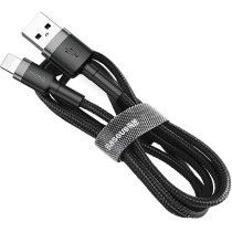 Kabel usb-a / lightning iphone baseus cafule calklf-ag1 50cm apple 2.4a czarno-szary w oplocie