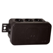 Puszka natynkowa pusta 8 wlotów viplast v8 klik czarna ip54 80x45x41mm 038-05