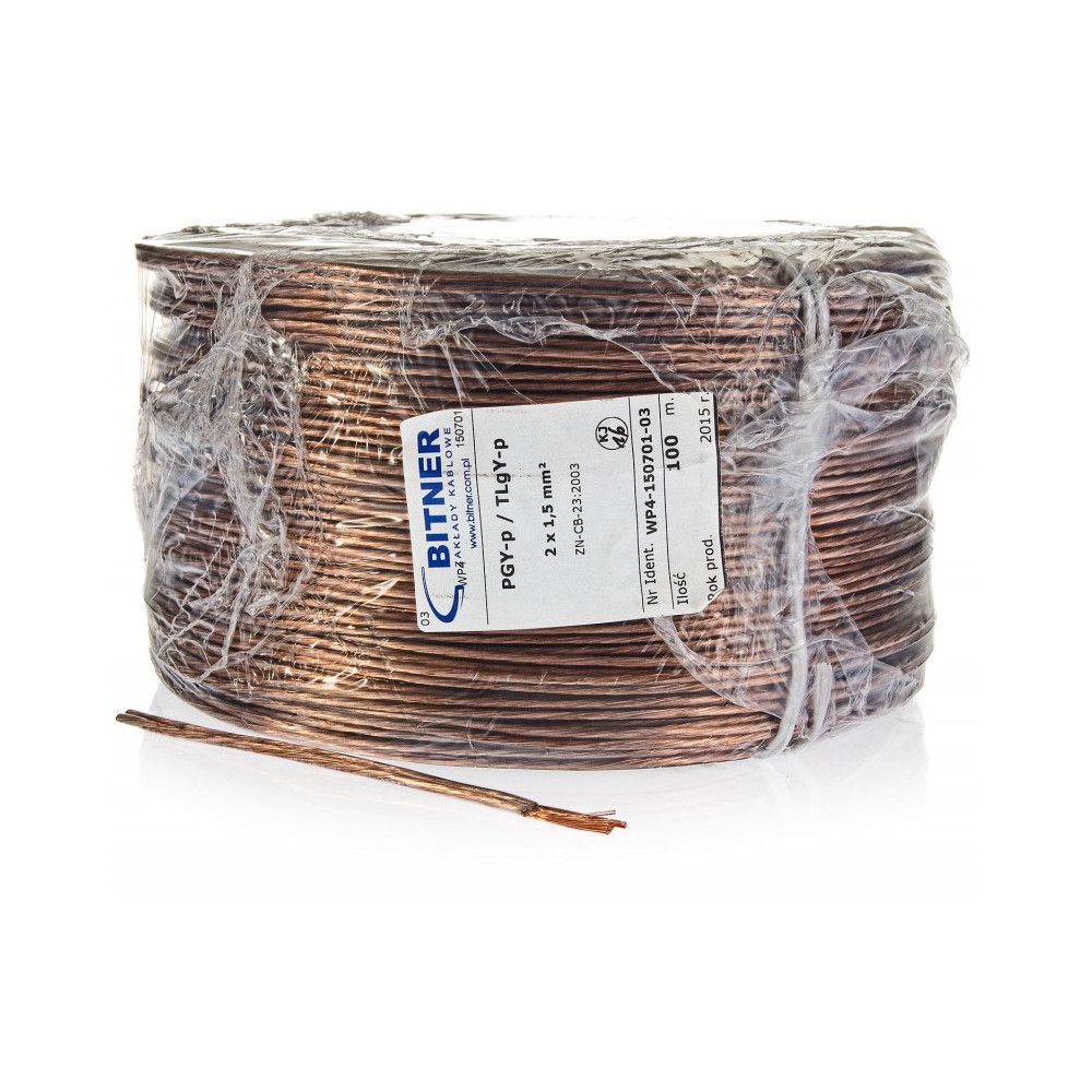 Przewód Głośnikowy Bitner Bitsound Pgy-P (Tlgy) 2X1Mm2 Rolka 100M.