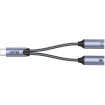 Unitek adapter usb-c na 2 x port usb-c audio i 18w