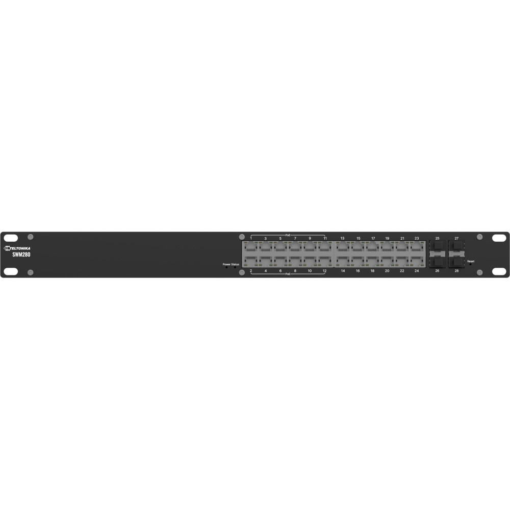 Teltonika swm280 switch przemysłowy 24xge 4xsfp 12xpoe+(swm280000200)